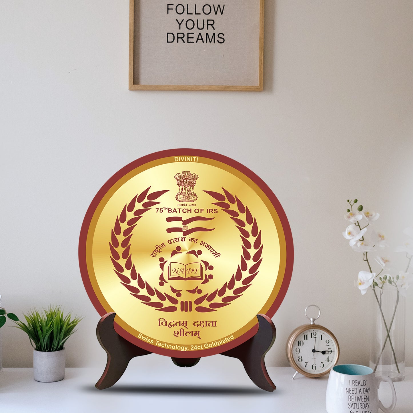 Customized MDF Memento With Matter Printed on 24K Gold Plated Foil For Corporate Gifting