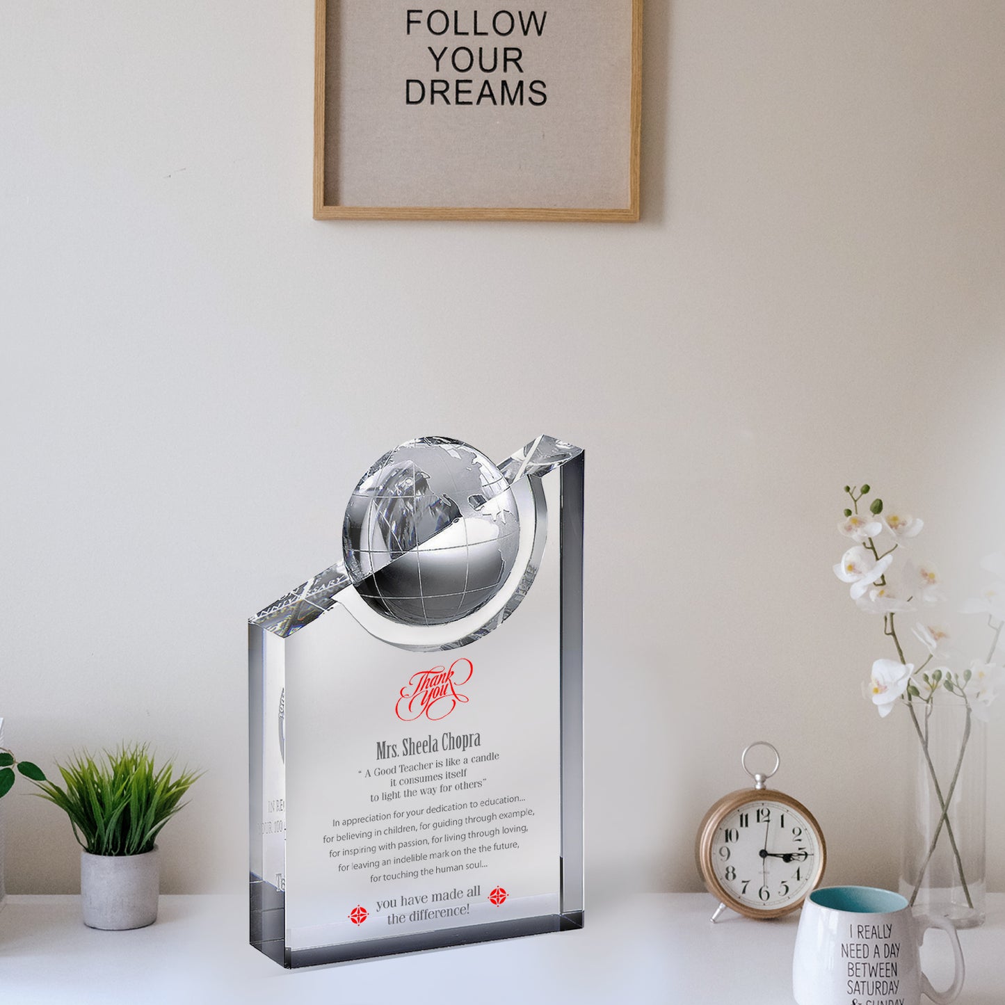 Customized Crystal Trophy with Matter Printed For Corporate Gifting