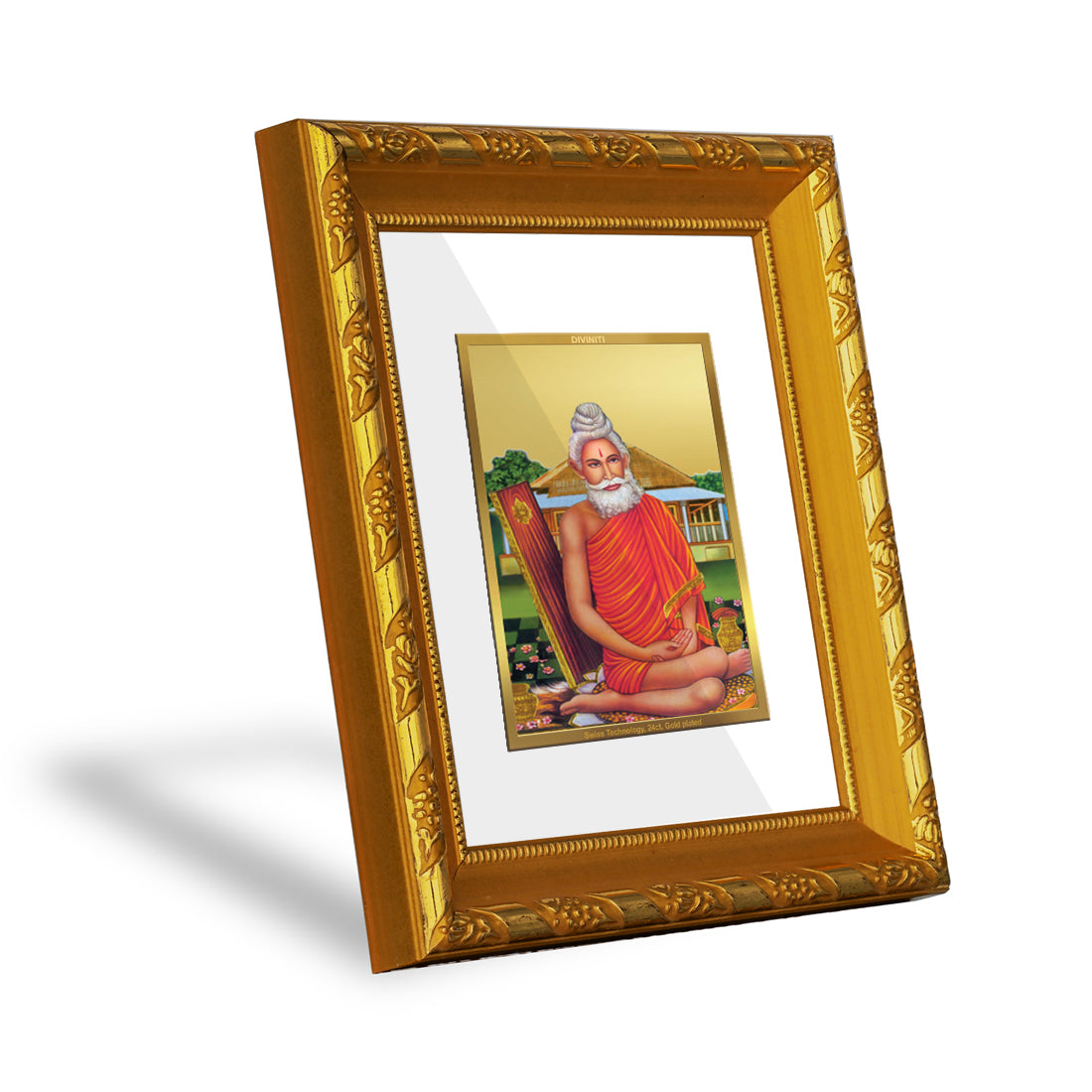 DIVINITI 24K Gold Plated Foil Baba Lokenath Photo Frame for Home Decor, TableTop, Gift DG 103 Size 1 (15.3x14.9 CM)