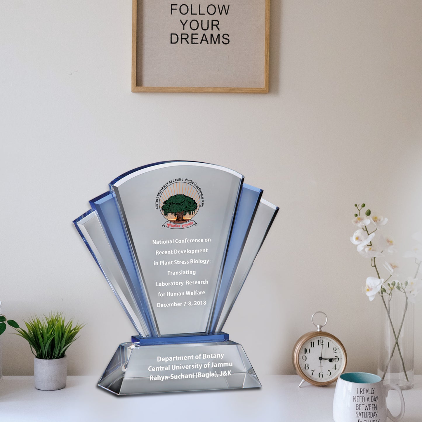 Customized Acrylic Trophy with Matter Printed For Corporate Gifting