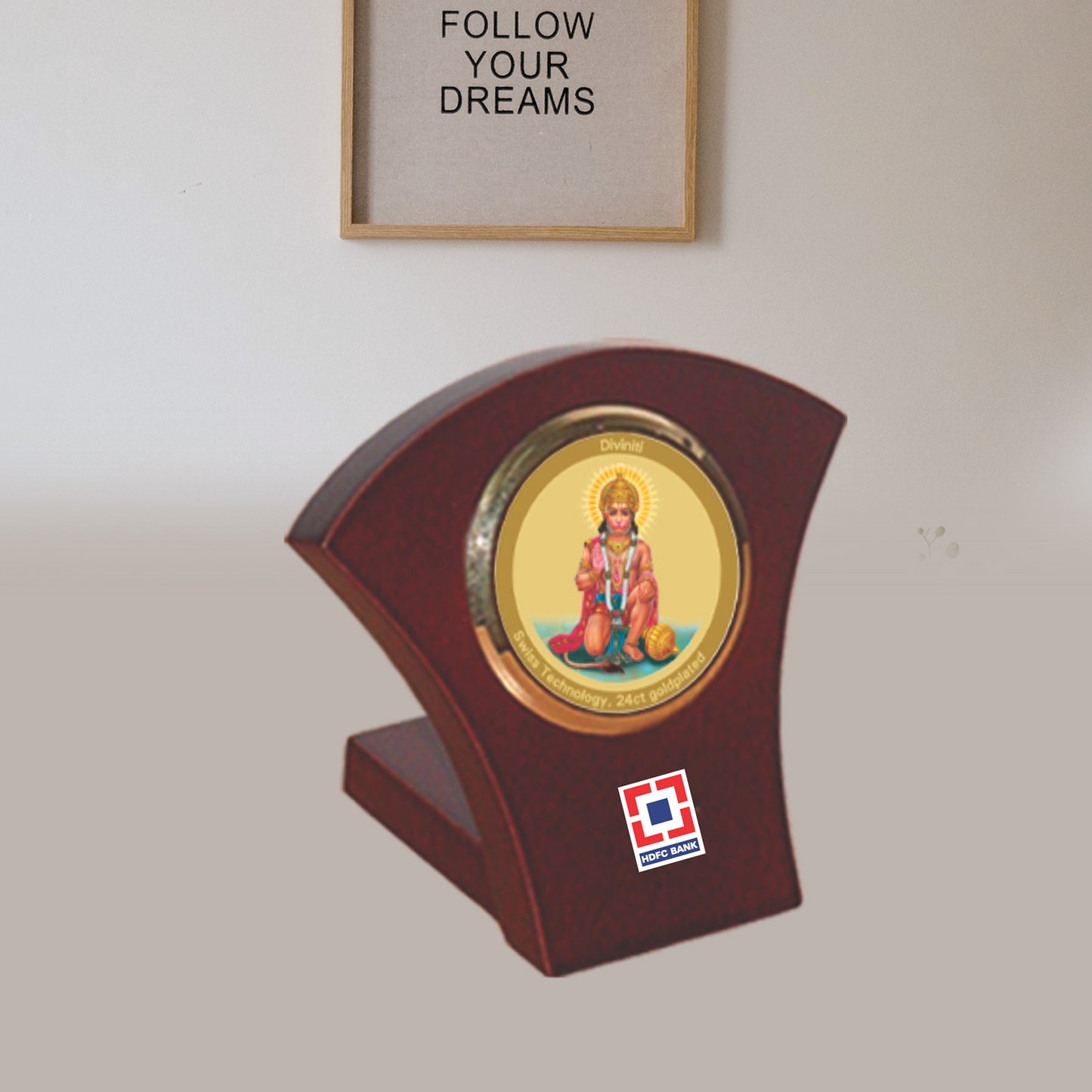 24K Gold Plated Foil Lord Hanuman Customized Photo Frame For Corporate Gifting
