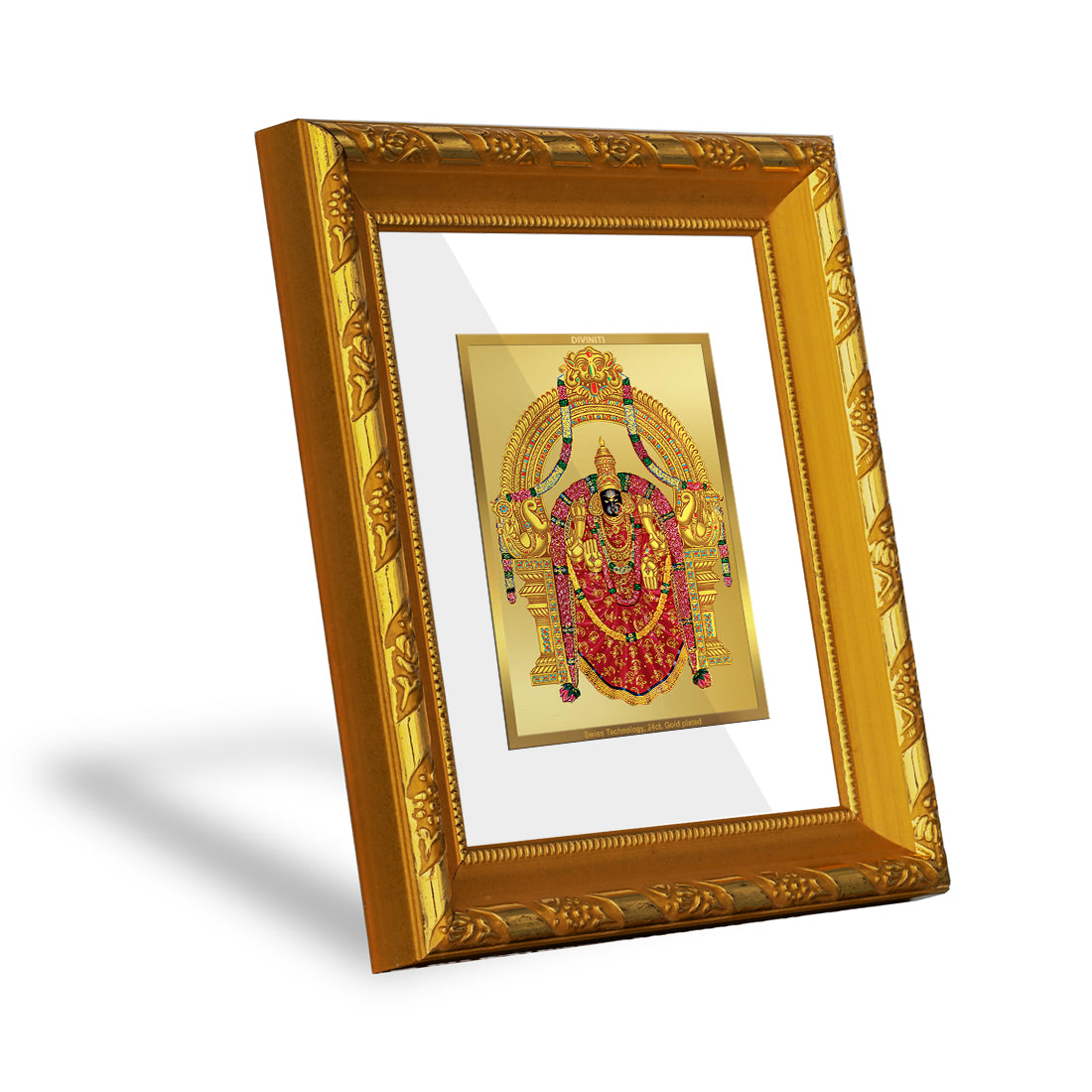 DIVINITI 24K Gold Plated Foil Padmavathi Photo Frame For Living Room, Wall Decor, Gift (15.0 X 13.0 CM)