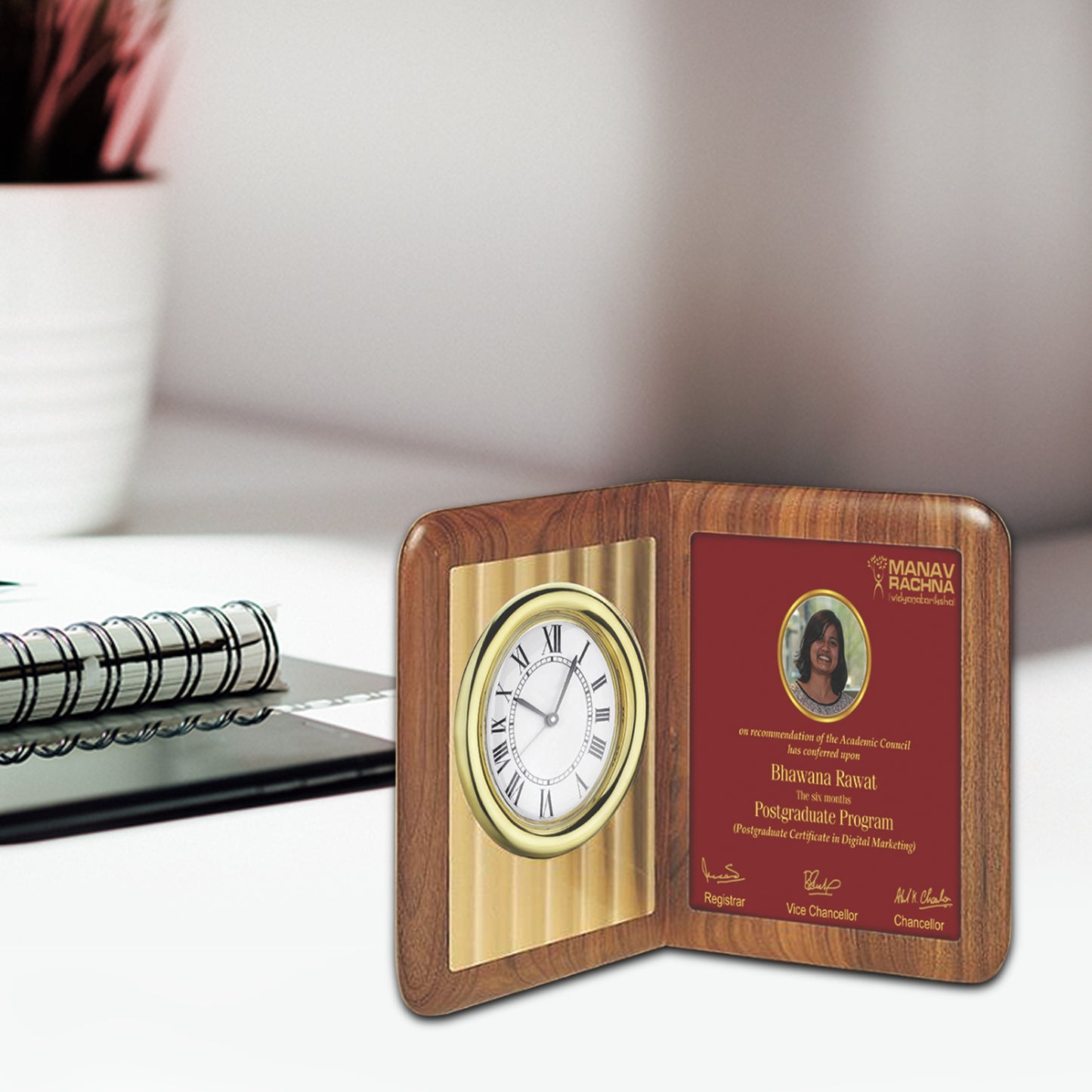 Customize MDF Memento with Watch & Image & Matter Printed For Corporate Gifting