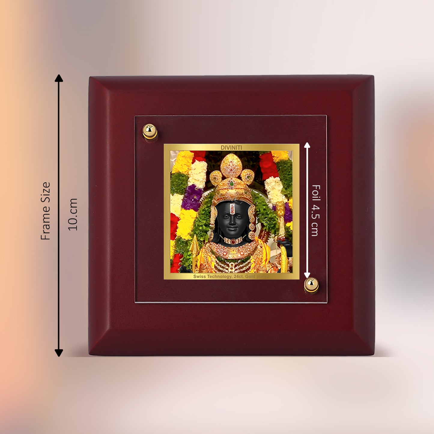 Diviniti 24K Gold Plated Ram Lalla Photo Frame Symbol of Divine Love for Home & Office Decor Showpiece, Tabletop, Puja Room, Gift | MDF Size 1A (9.9x9.9 CM)