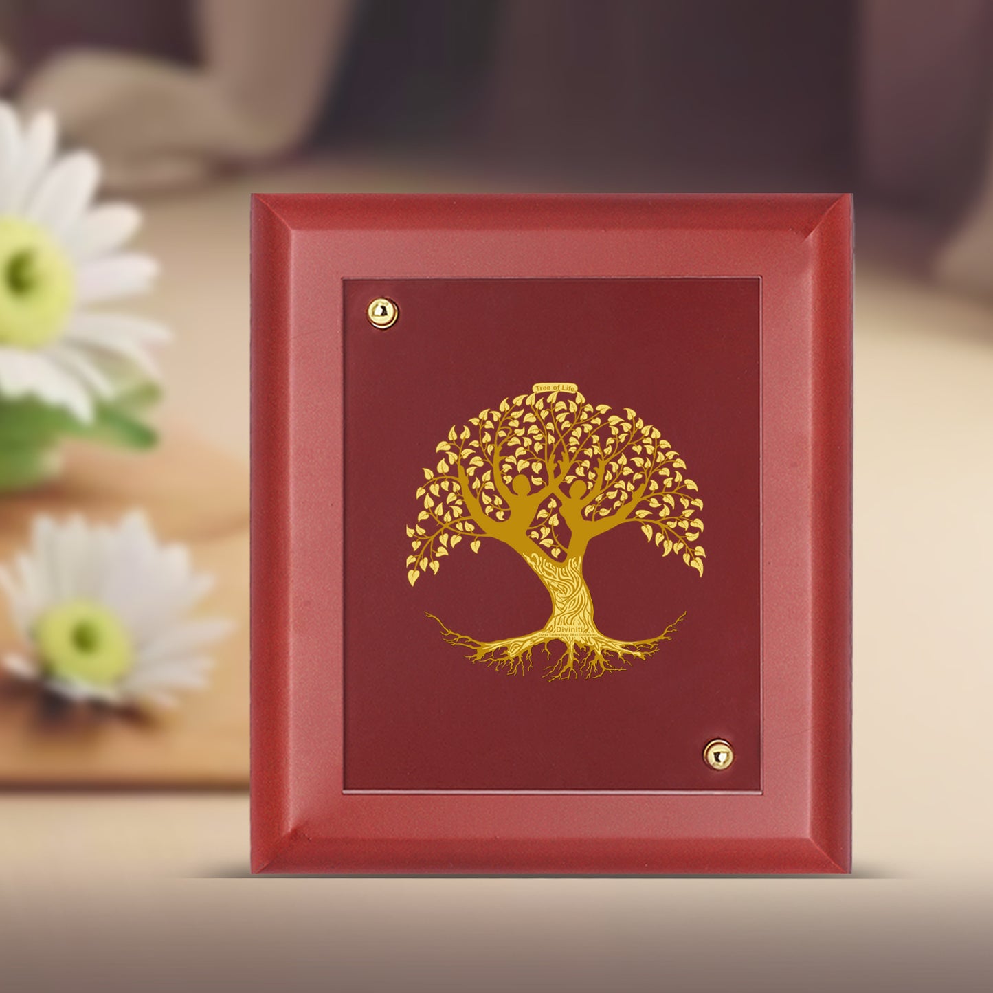 DIVINITI 24K Gold Plated Foil Tree of Life Photo Frame For Home Decor & Wall Hanging MDF Size 2 (20x16 CM)