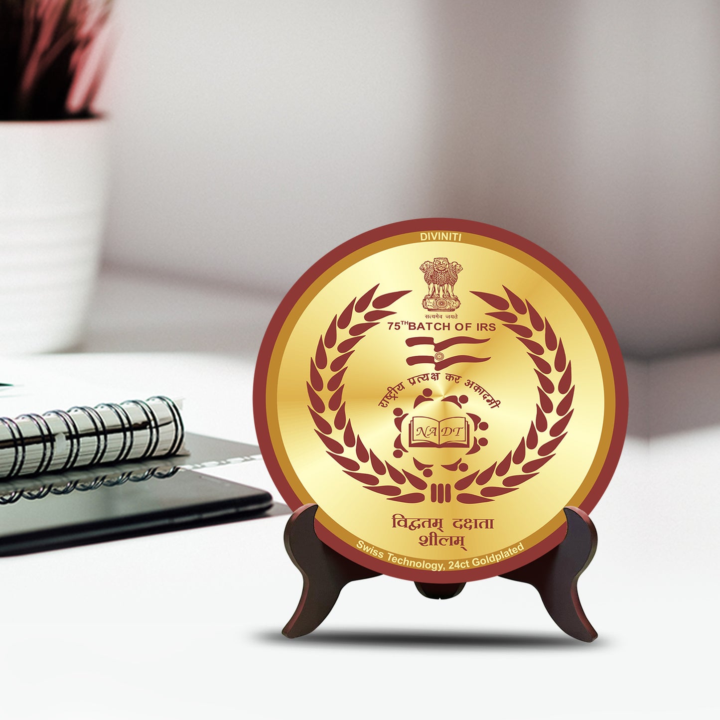 Customized MDF Memento With Matter Printed on 24K Gold Plated Foil For Corporate Gifting