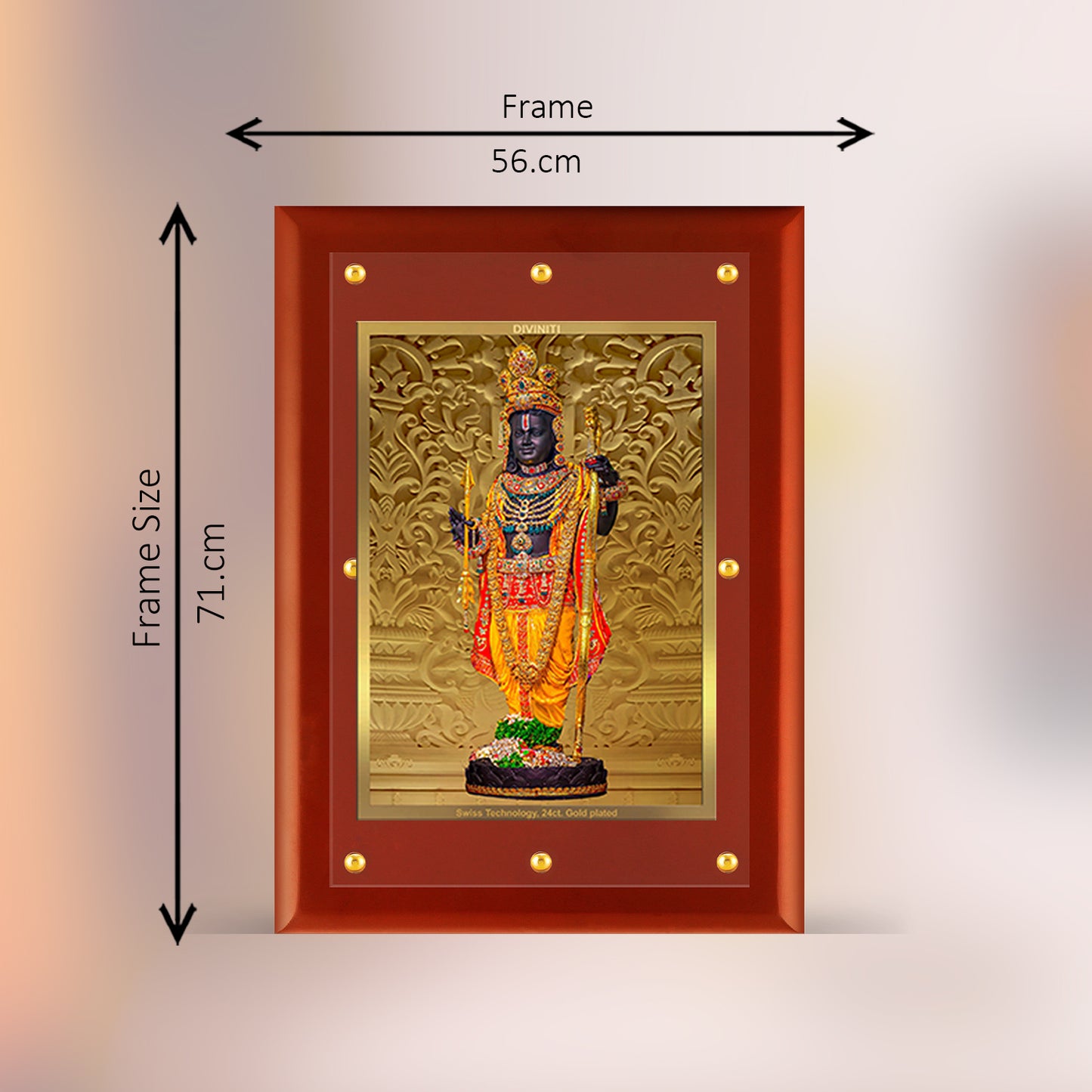 Diviniti 24K Gold Plated Foil Ram Lalla Photo Frame For Home Decor Showpiece, Wall Decor, Puja Room & Gift (56 CM X 71 CM)