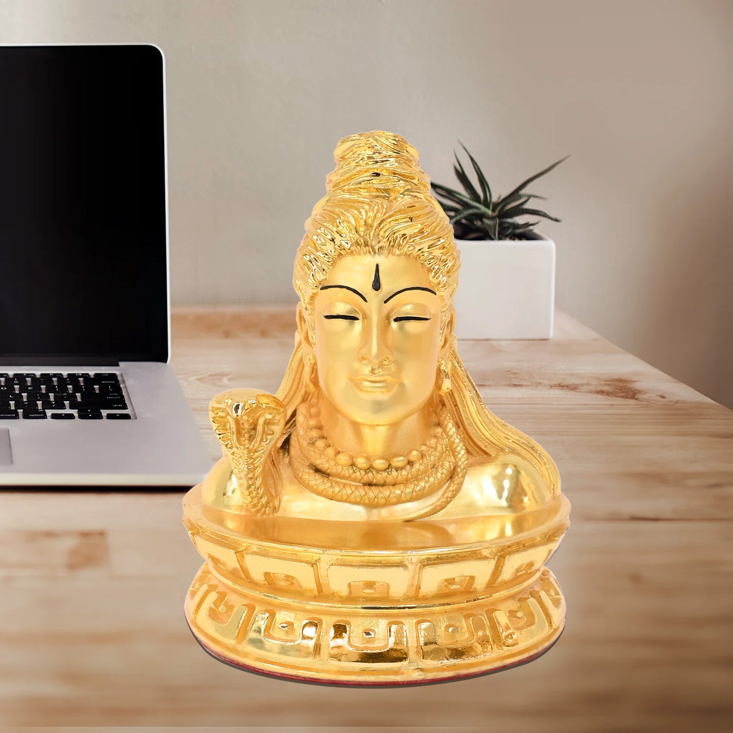 Diviniti 24K Gold-Plated Lord Shiv Adiyogi Idol Statue Exquisite Spiritual Symbol of Enlightenment for Home & Office Décor (10x8 CM)