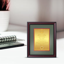 Load image into Gallery viewer, Customized Heritage Certificate with Matter Printed On 24K Gold Plated Foil For University Students (42 x 34 CM)
