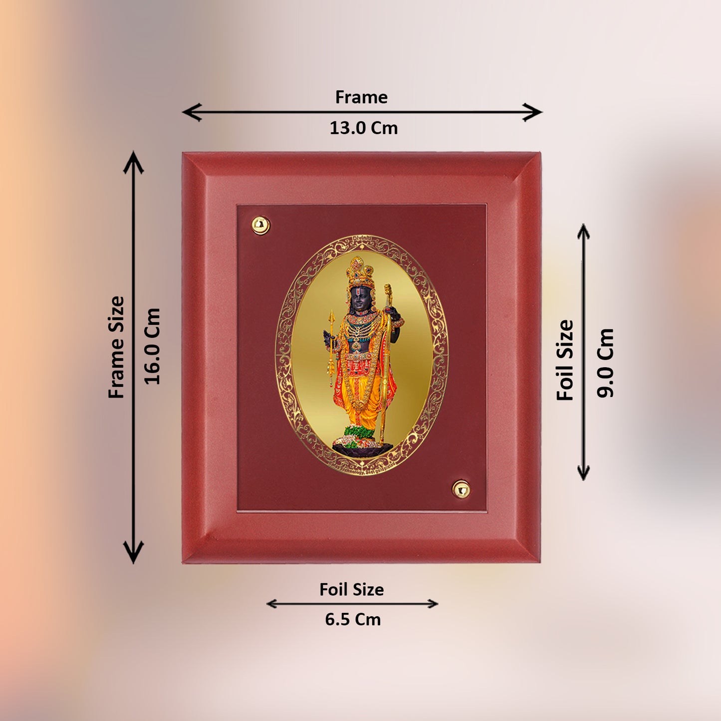 DIVINITI 24K Gold Plated Foil Ram Lalla Stylish Photo Frame Idol for Puja Room, Table Top, Home Decor, Wall Hanging, Gift|MDF Size 1 (16.7x14.2 CM)