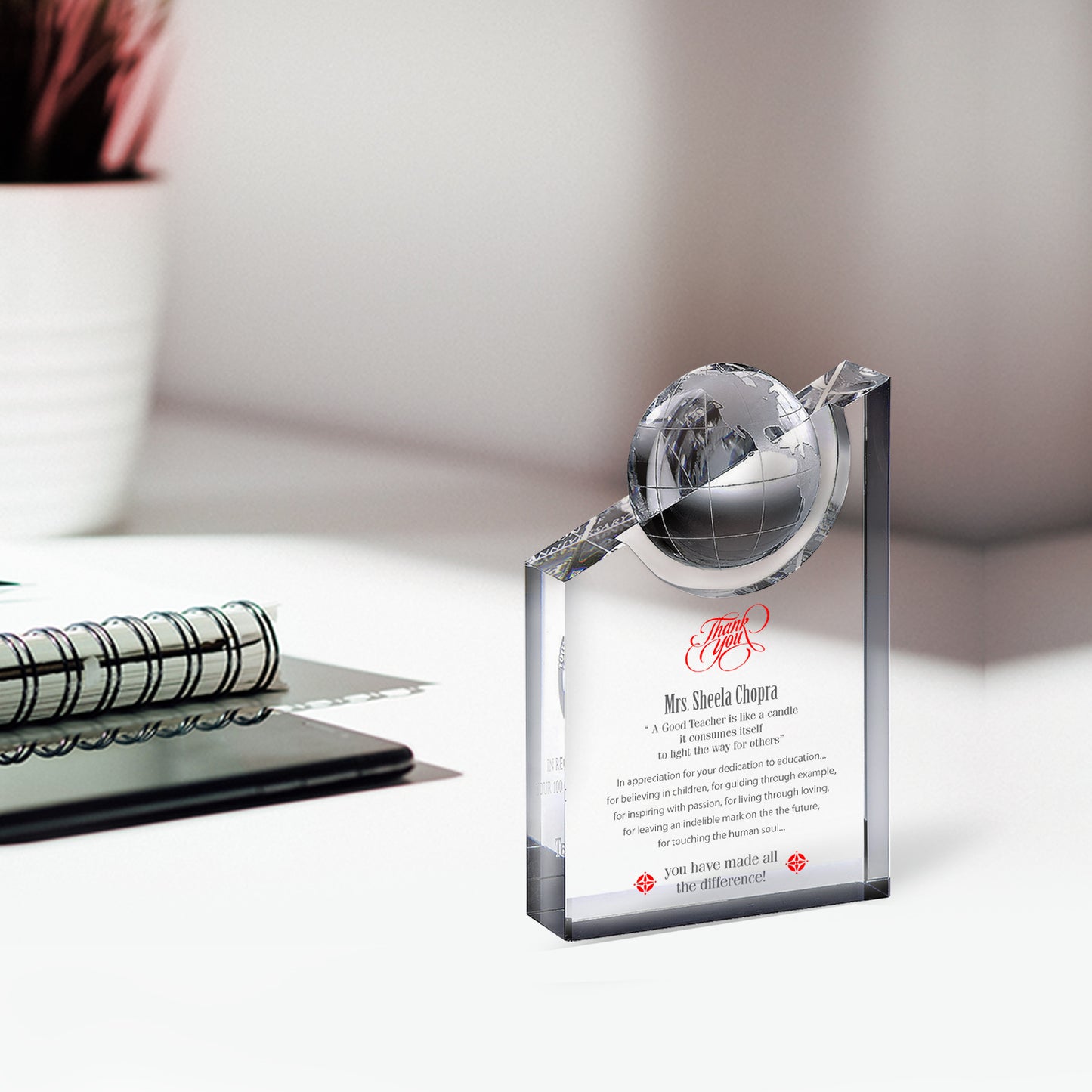 Customized Crystal Trophy with Matter Printed For Corporate Gifting
