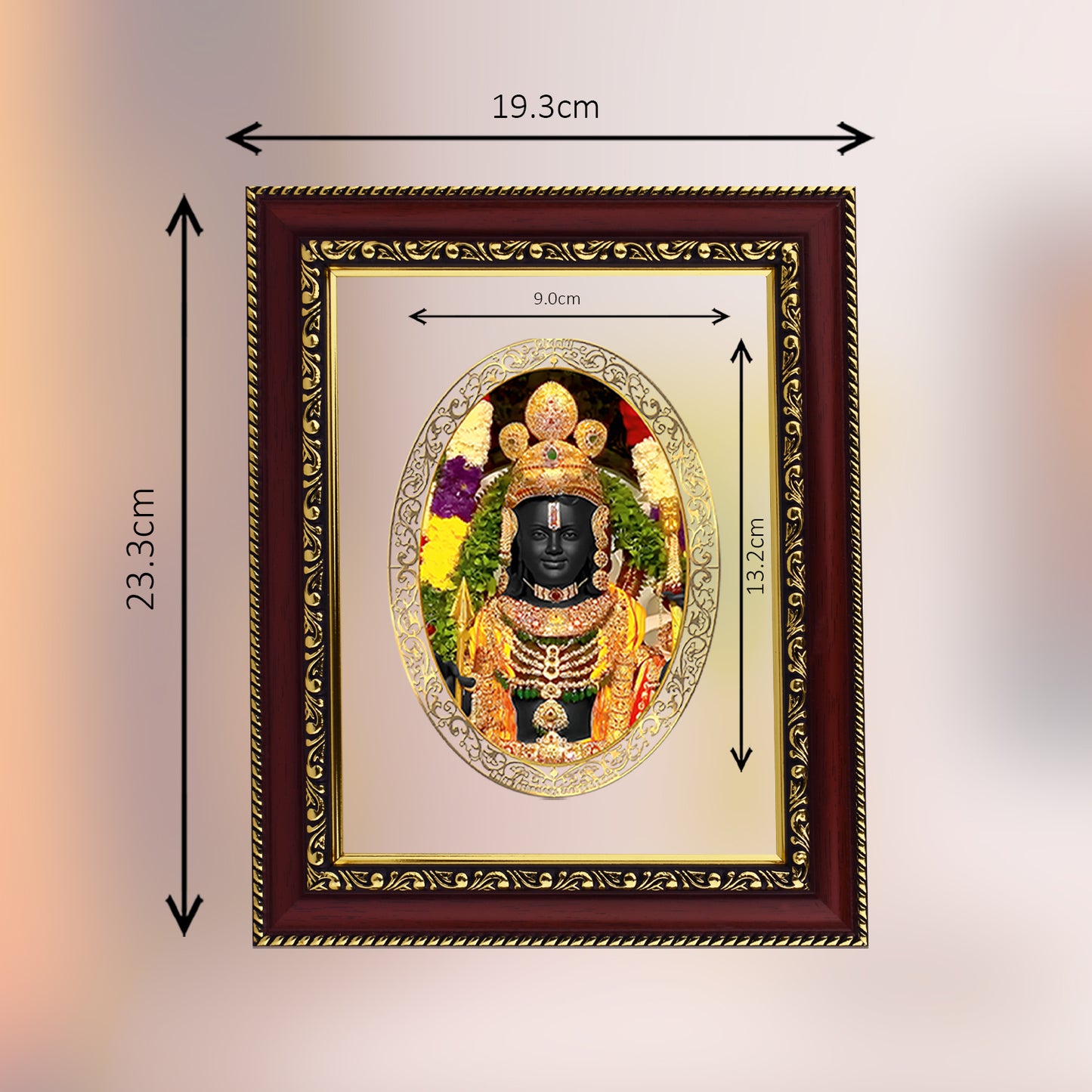 Diviniti 24K Gold Plated Ram Lalla Photo Frame For Home Decor, Table Top, Wall Hanging, Puja Room & Gift (20.8 CM X 16.7 CM)
