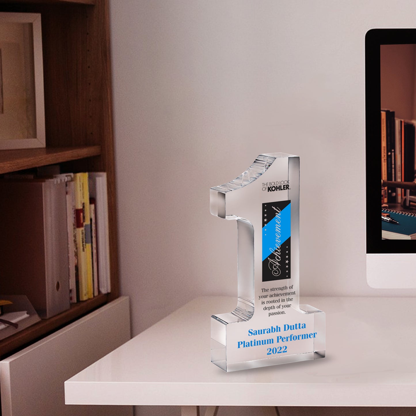 Customized Crystal Trophy with Matter Printed For Corporate Gifting
