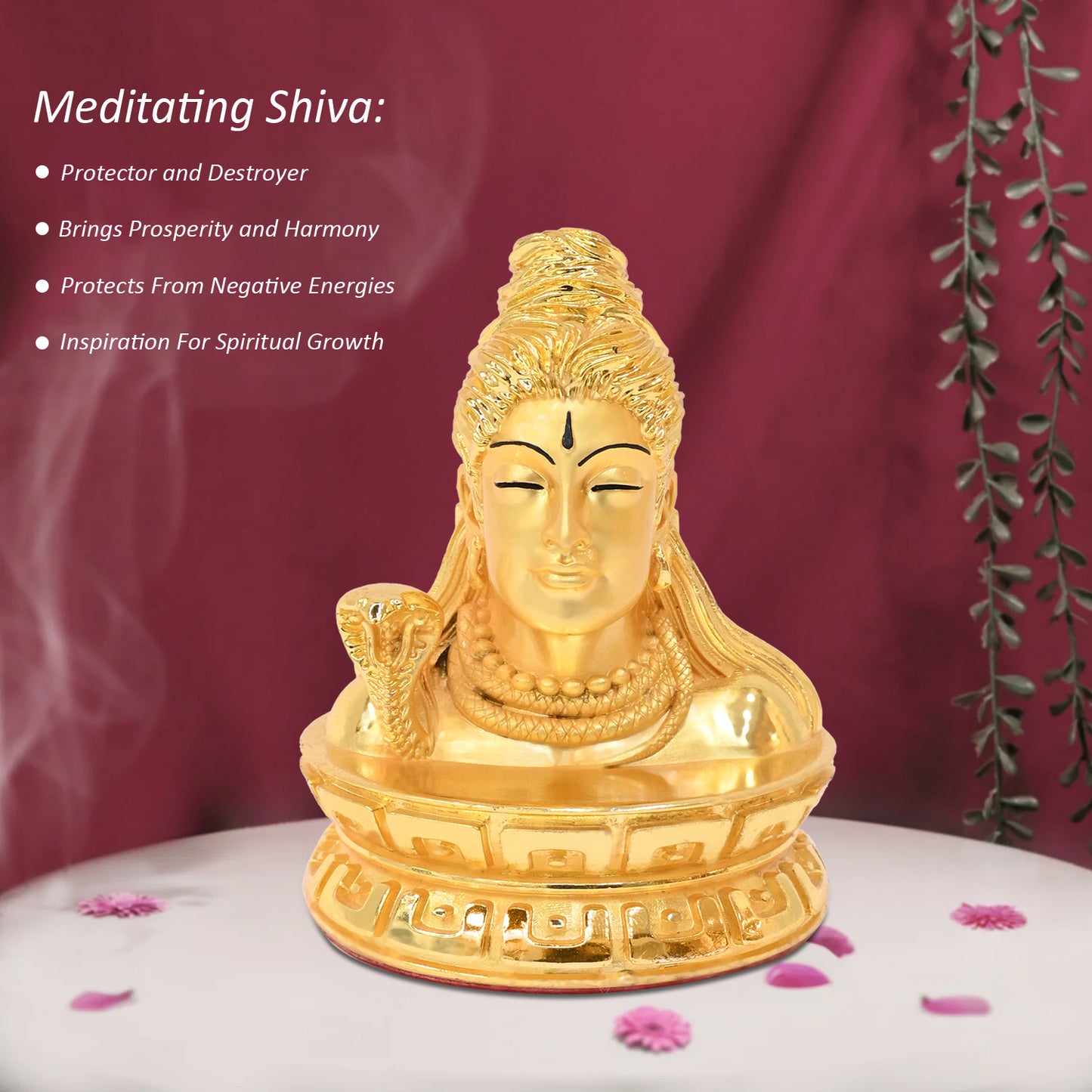 Diviniti 24K Gold-Plated Lord Shiv Adiyogi Idol Statue Exquisite Spiritual Symbol of Enlightenment for Home & Office Décor (10x8 CM)