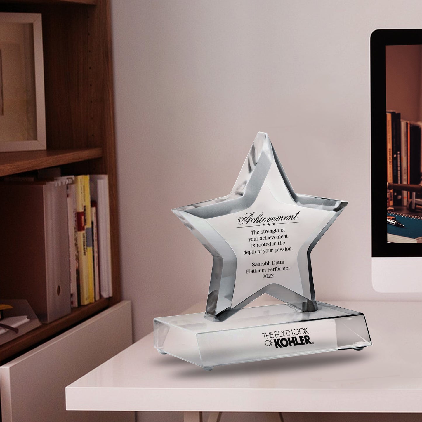Customized Crystal Trophy with Matter Printed For Corporate Gifting