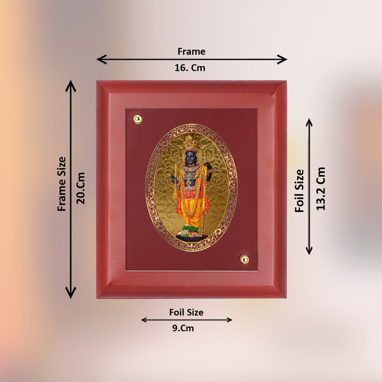 DIVINITI 24K Gold Plated Foil Ram Lalla Photo Frame For Home Decor, Wall Hanging Decor, Table, Puja Room & Gift MDF Size 2 (20x16 CM)