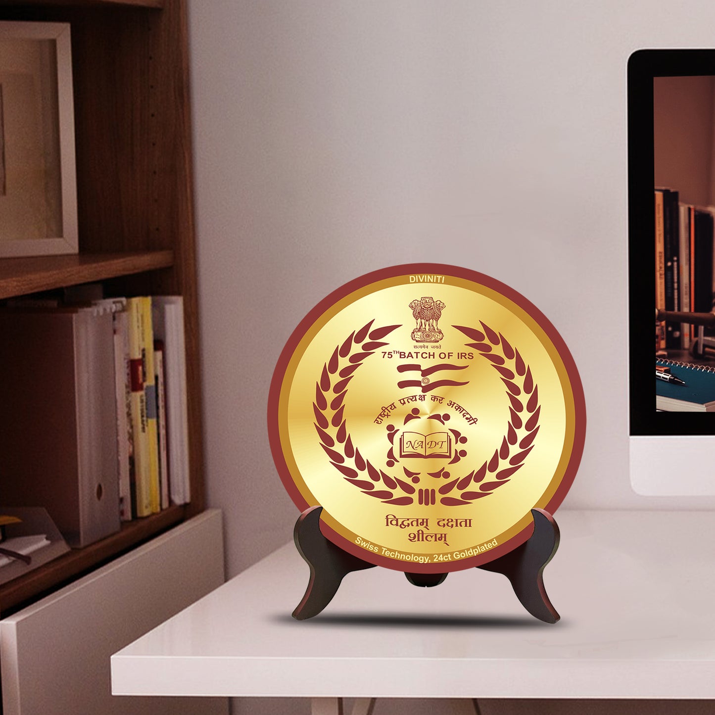 Customized MDF Memento With Matter Printed on 24K Gold Plated Foil For Corporate Gifting