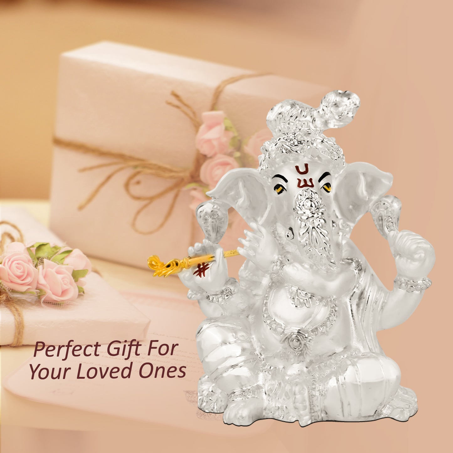 DIVINITI 999 Silver Plated Lord Ganesha Idol Statue For Home Decor, Workshop, Office, Showpiece (11x8.5 CM)