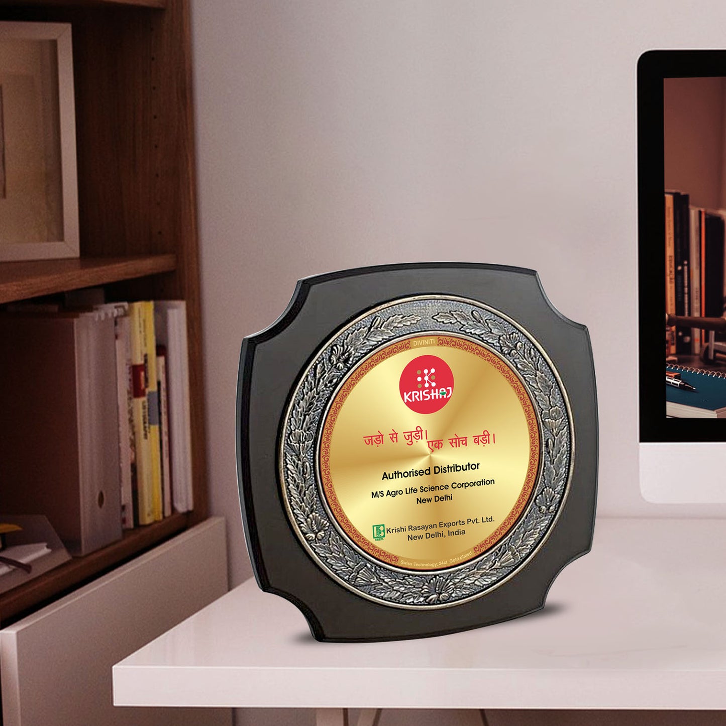 Customized MDF Memento With Matter Printed on 24K Gold Plated Foil For Corporate Gifting