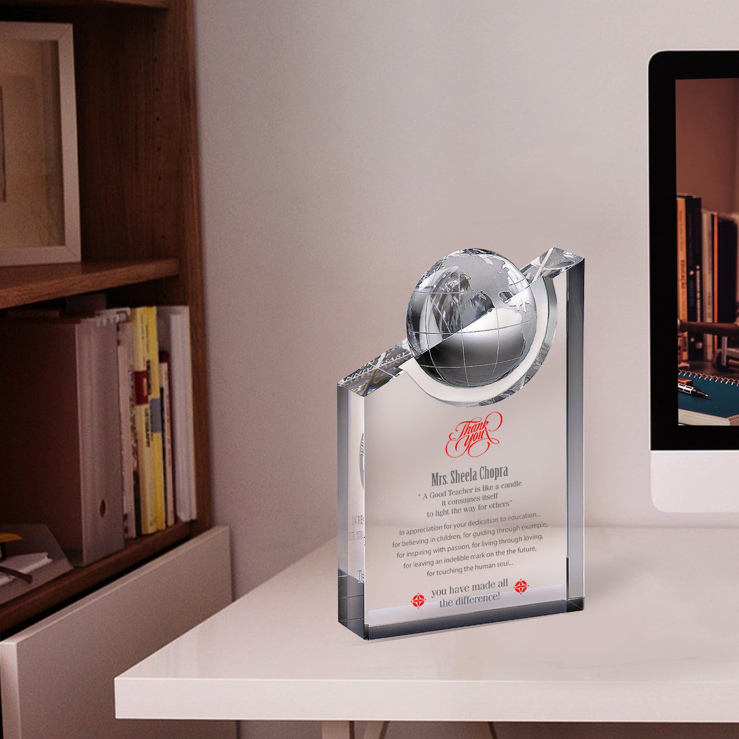 Customized Crystal Trophy with Matter Printed For Corporate Gifting