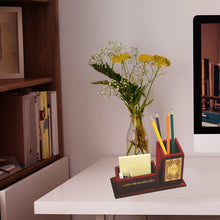 Load image into Gallery viewer, MDF Pen Holder with 24K Gold Plated Designer Motif Frame For Corporate Gifting
