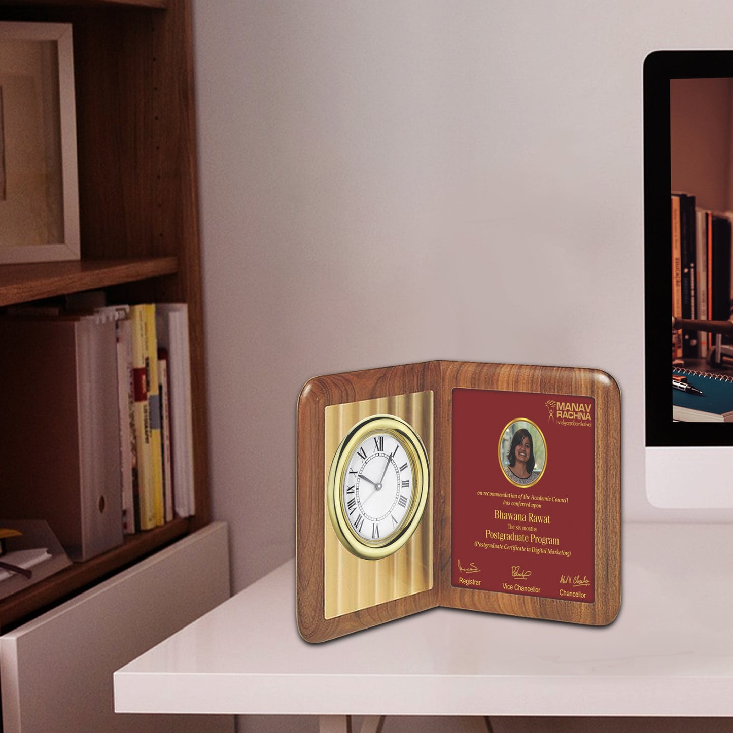 Customize MDF Memento with Watch & Image & Matter Printed For Corporate Gifting