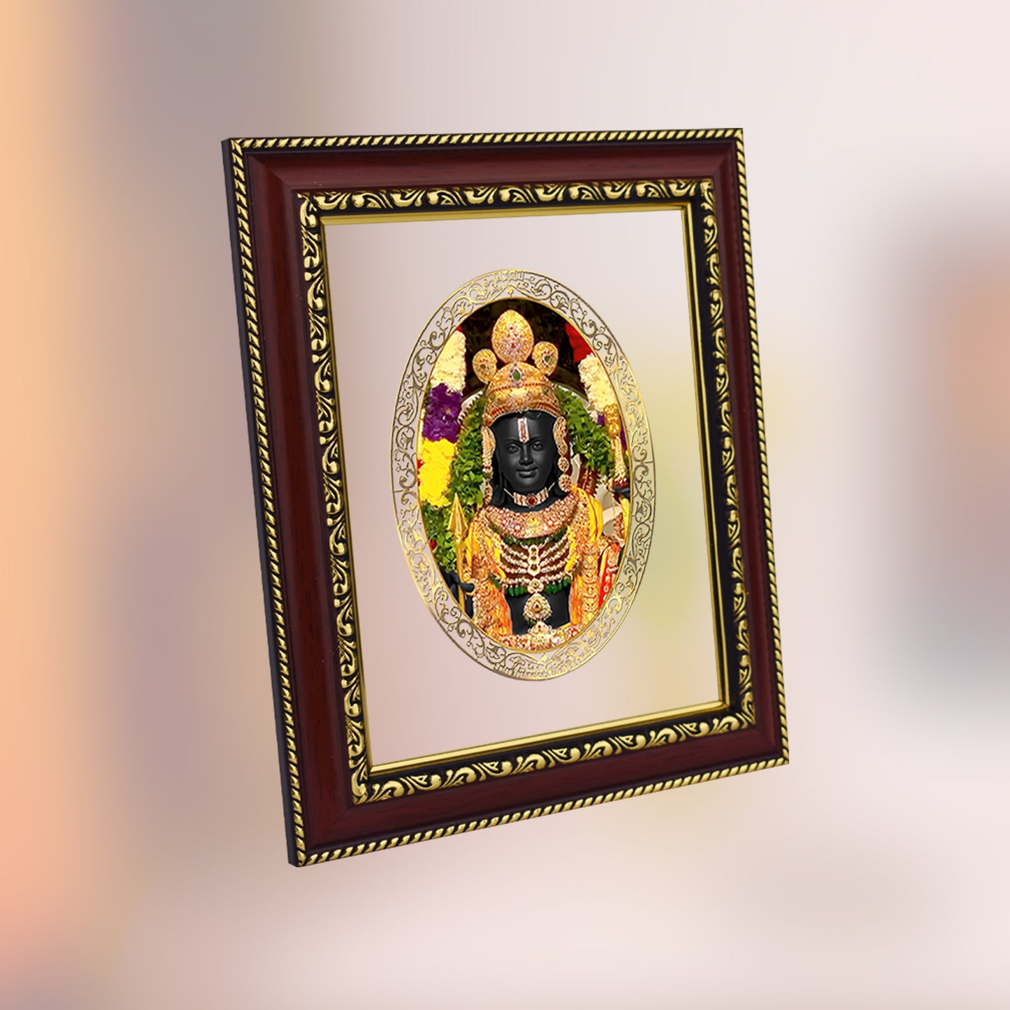 Diviniti 24K Gold Plated Ram Lalla Photo Frame For Home Decor, Table Top, Wall Hanging, Puja Room & Gift (20.8 CM X 16.7 CM)