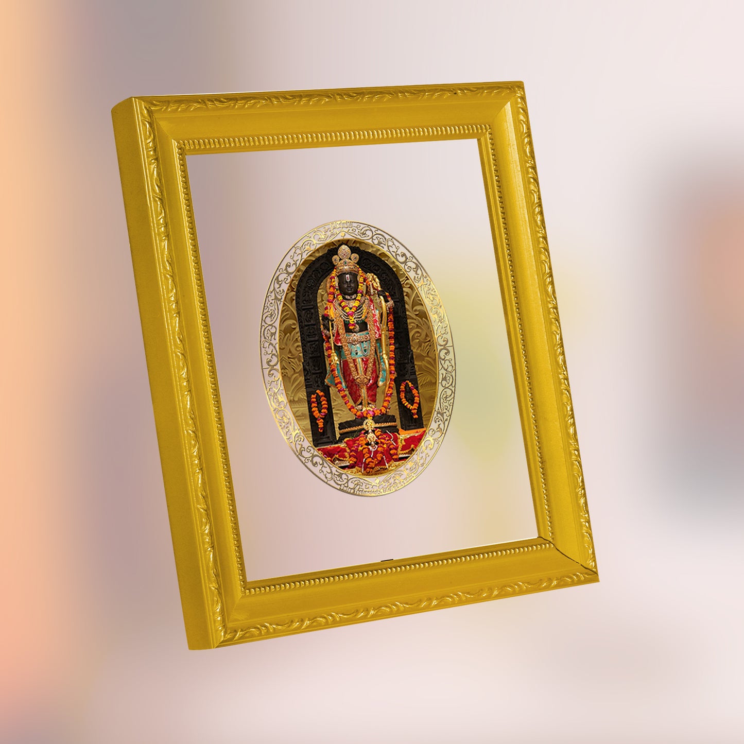 DIVINITI 24K Gold Plated Foil Ram Lalla Photo Frame for Home & Office Decor, Wall Hanging, Table Top, Puja Room & Gift DG 101 Size 1 (15.3x14.9 CM)