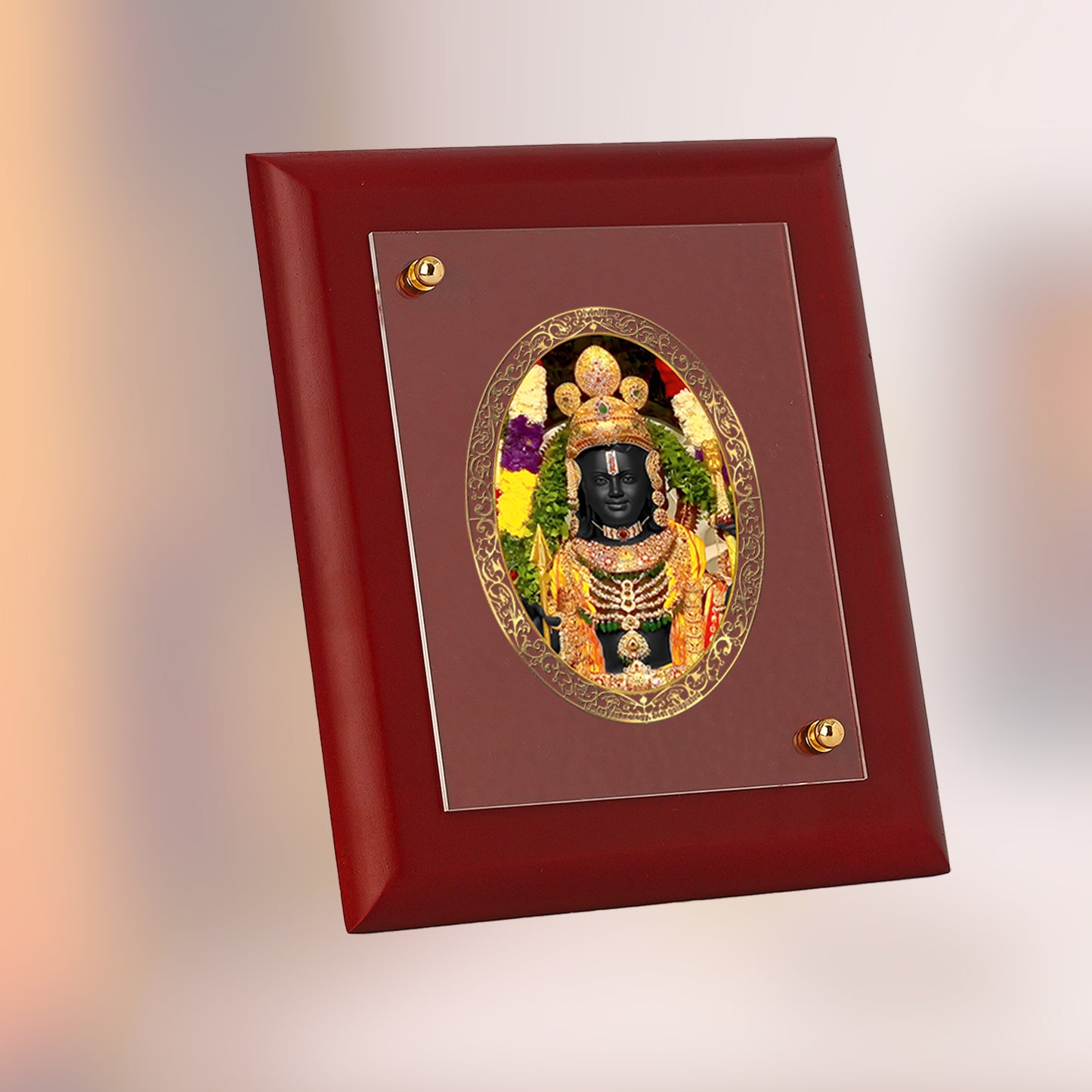 DIVINITI 24K Gold Plated Foil Lord Ram Lalla Traditional Photo Frame Idol for Home Decor, Wall Hanging, Table Top, Puja Room, Gift|MDF Size 1 (16.7x14.2 CM)