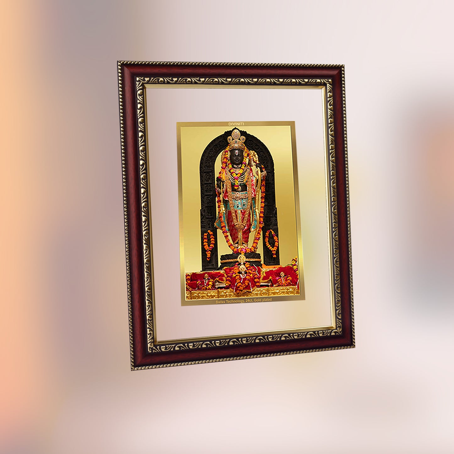 Diviniti 24K Gold Plated Foil Ram Lalla Photo Frame For Home Decor, Wall Hanging, Table Top, Puja Room & Gift DG105S3 (27.6X35.4 CM)