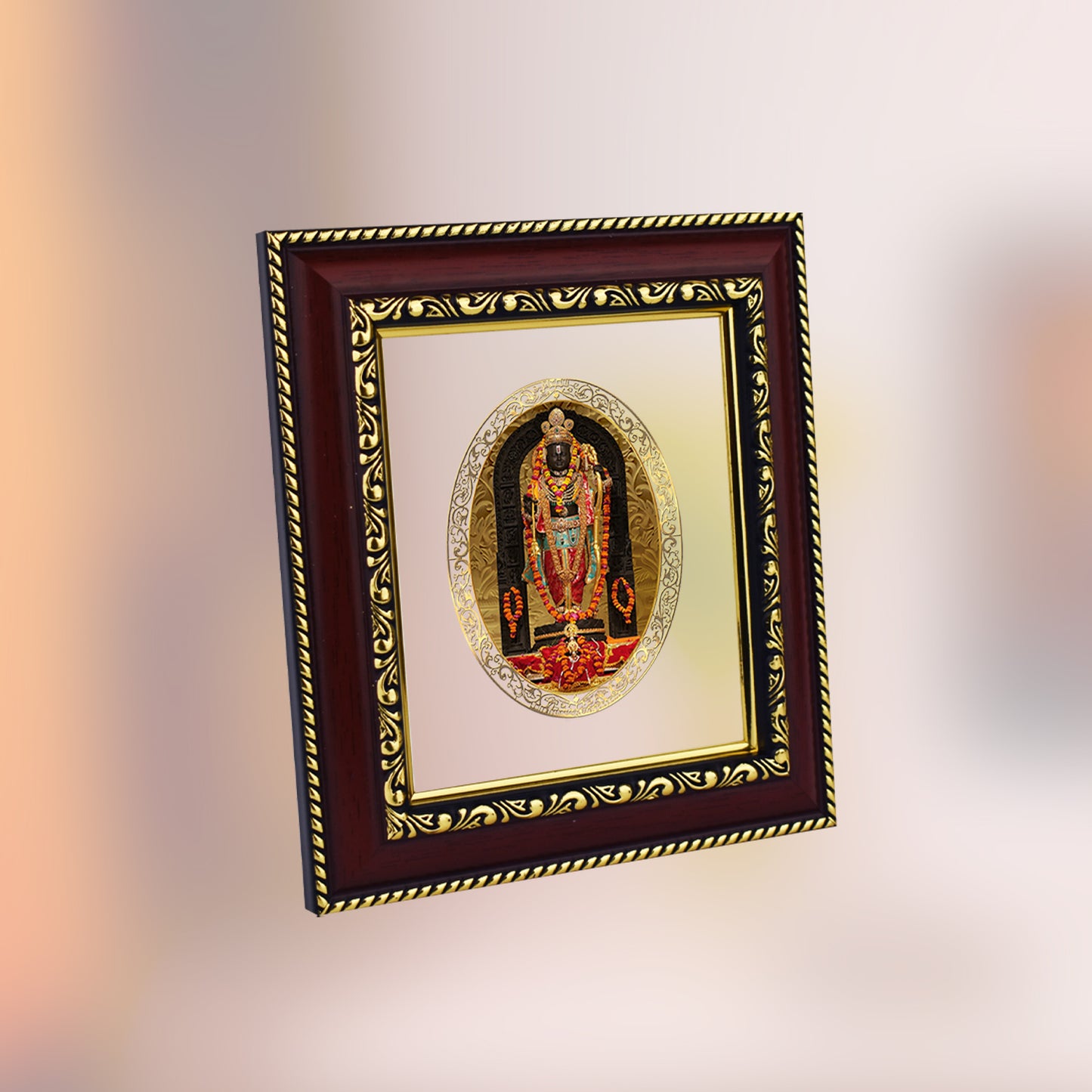 DIVINITI 24K Gold Plated Foil Ram Lalla Photo Frame for Home & Office Decor, Wall Hanging, Table Top, Puja Room & Gift DG 105 Size 1 (17.7x15.7 CM)