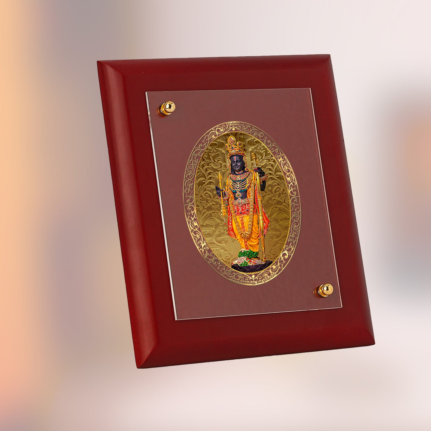 DIVINITI 24K Gold Plated Foil Ram Lalla Photo Frame For Home Decor, Wall Hanging Decor, Table, Puja Room & Gift MDF Size 2 (20x16 CM)