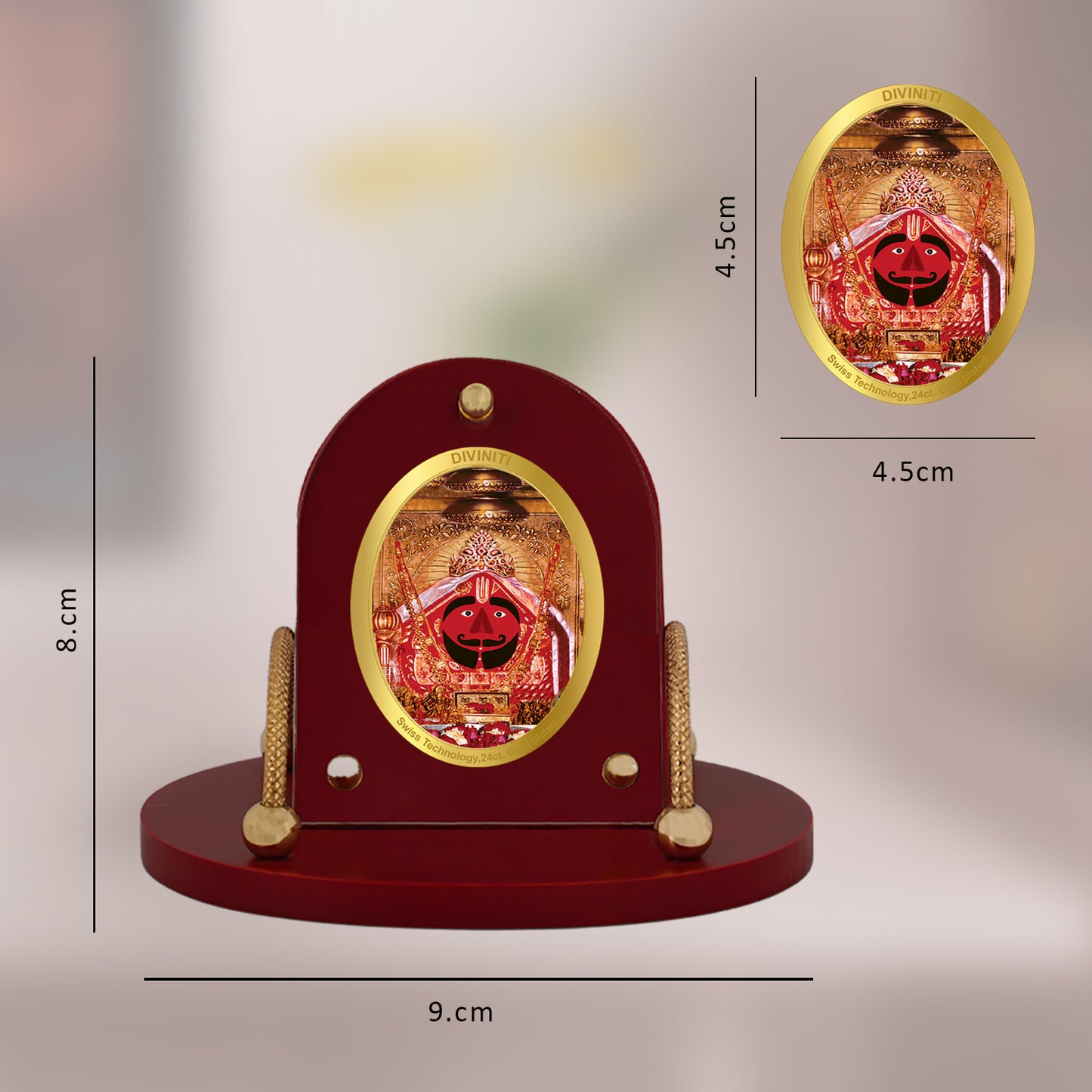 Diviniti 24K Gold Plated Salasar Balaji Frame for Car Dashboard, Home Decor, Table & Office (8 CM x 9 CM)