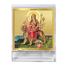 Load image into Gallery viewer, Diviniti 24K Gold Plated Durga Ji Frame For Car Dashboard, Home Decor, Puja, Gift (5.8 x 4.8 CM)
