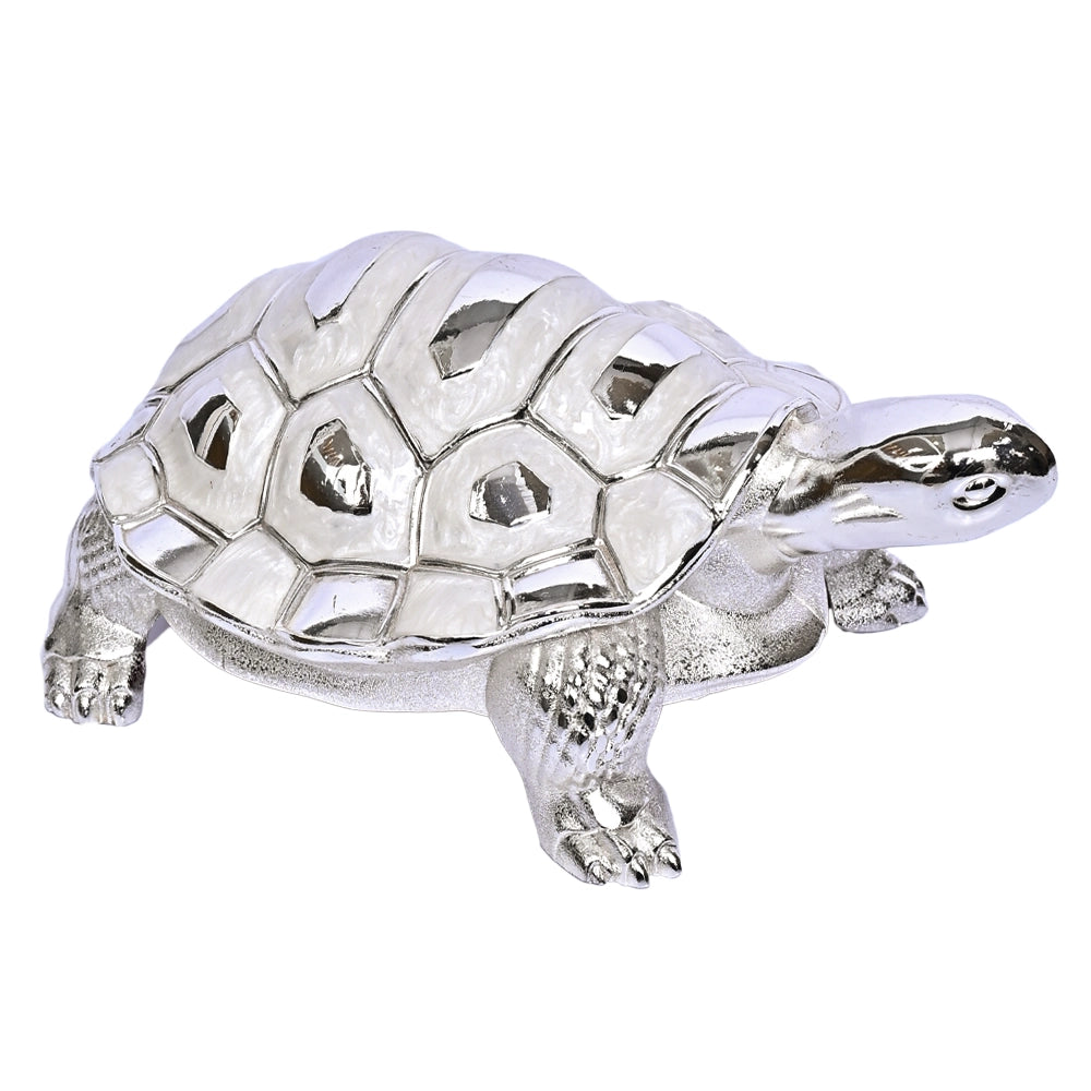 999 Silver Plated Tortoise Showpiece | Luxury Finish Decorative Tabletop Figurine for Home Decor and Gifting