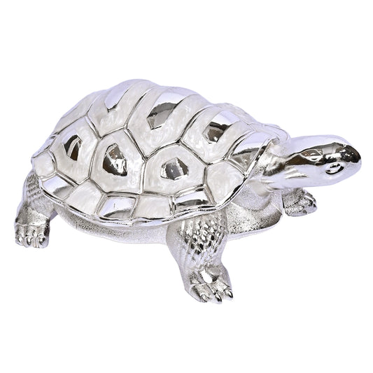 999 Silver Plated Tortoise Showpiece | Luxury Finish Decorative Tabletop Figurine for Home Decor and Gifting