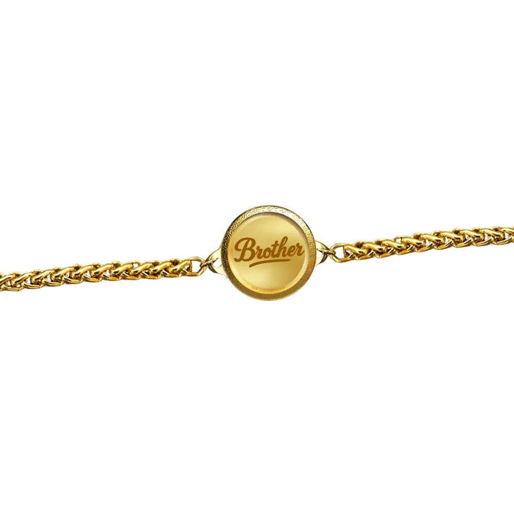 Personalized Chain Rakhi with 18MM 24K Gold Plated Foil Divine Raksha Bandhan Gift