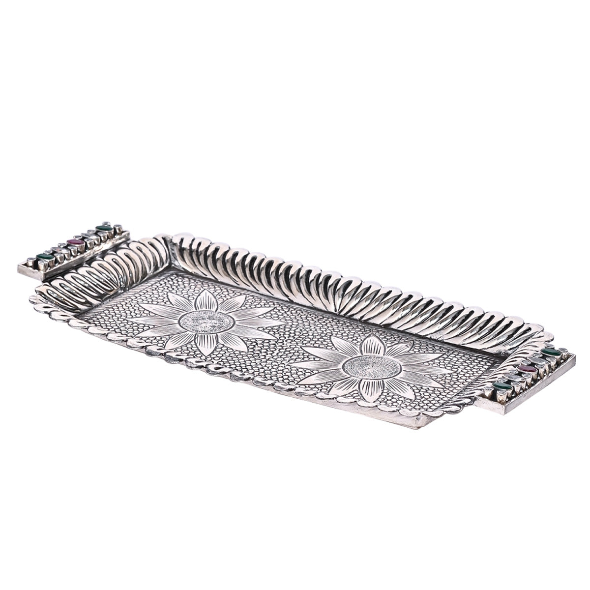 Pure Silver Serving Plate Vintage Dining Elegance, Handcrafted Tableware, Classic Silver Art (19.5x9 cm, 137g)