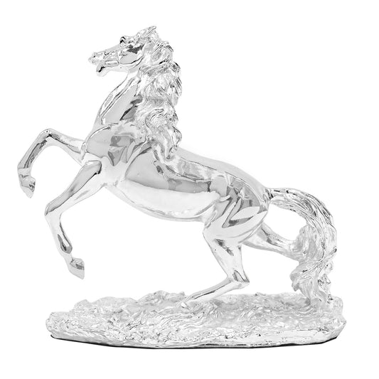 DIVINITI 999 Silver Plated Horse Idols Statue Bright Future and Vaastu Wealth, Income For Home Décor, Office Tabletop Gift (16.5x21.5 CM)