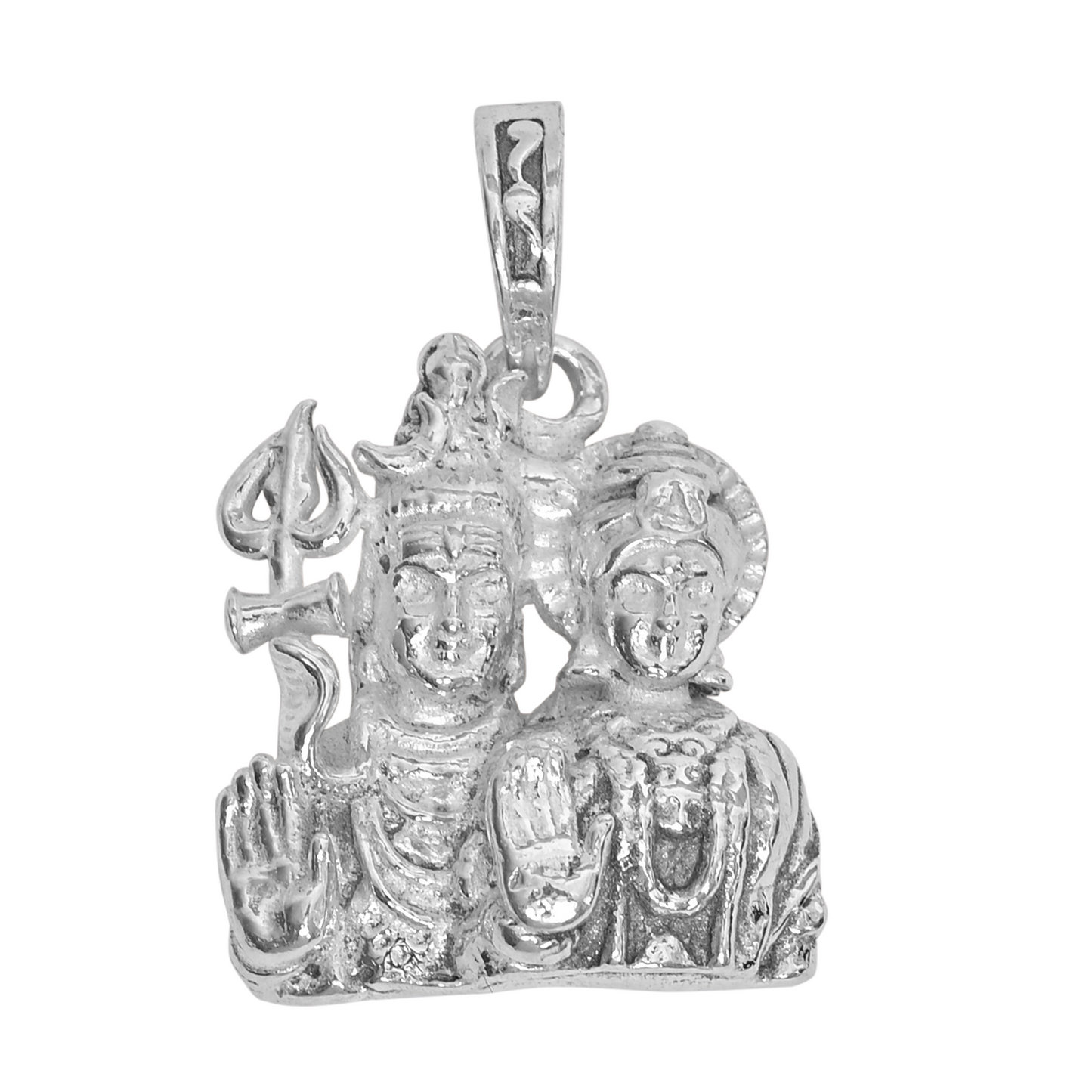 925 Pure Silver Shiv Parvati Small Pendant For Men, Women & Kids Divine God Pendant For Birthday, Anniversary, Special Occasion Gift (1.7x1.4 CM 5 g)