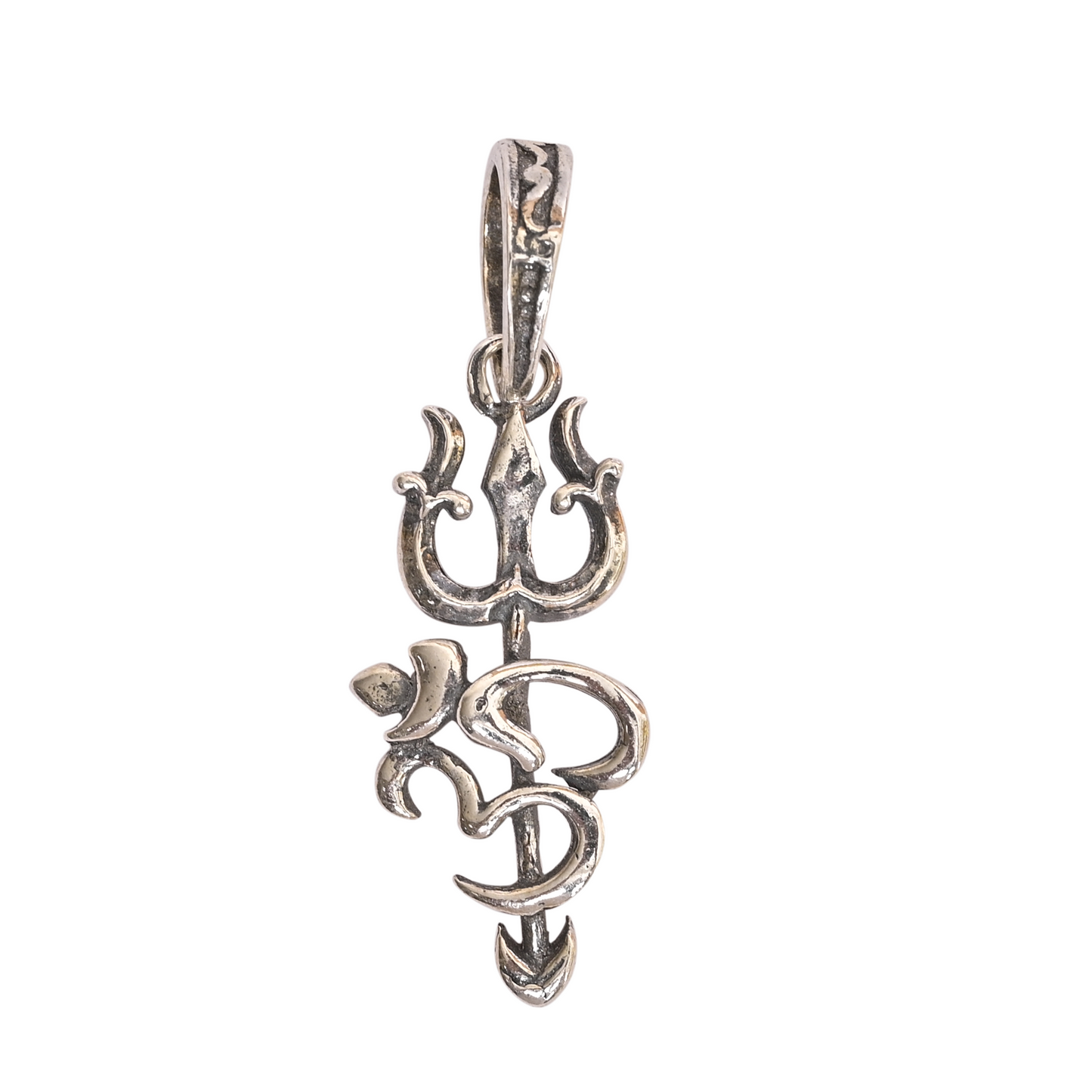 DIVINITI 925 Pure Silver Trishul with Om Pendant for Men, Women & Kids Divine God Pendant for Birthday, Anniversary, Special Occasion Gift (2.1x1 cm, 1g)