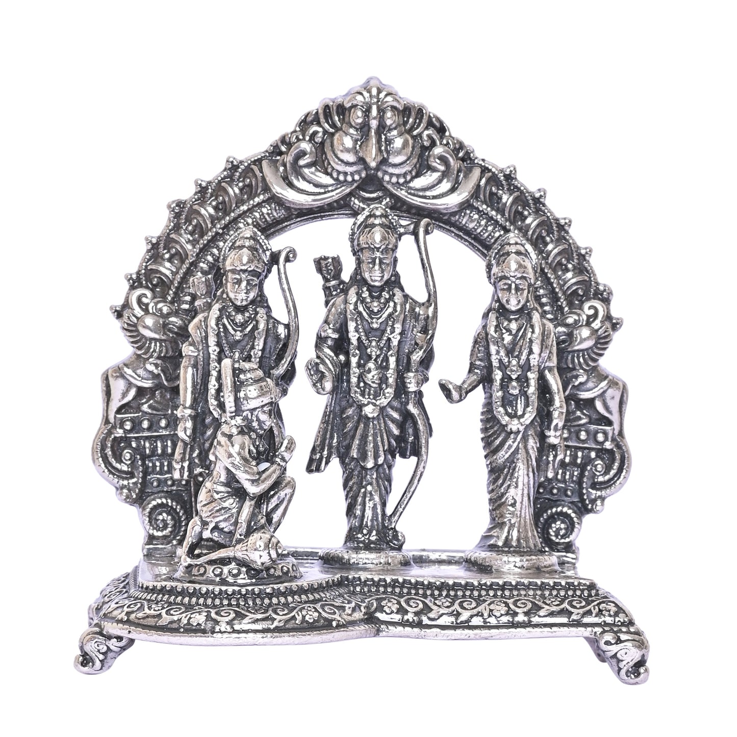 925 Pure Silver Ram Darbar Idol Statue Stunning Tribute to Divine Grace Spiritual Devotion for Home Office Décor, Tabletop, Puja Room Gift (7.5x14.3 CM, 143g)