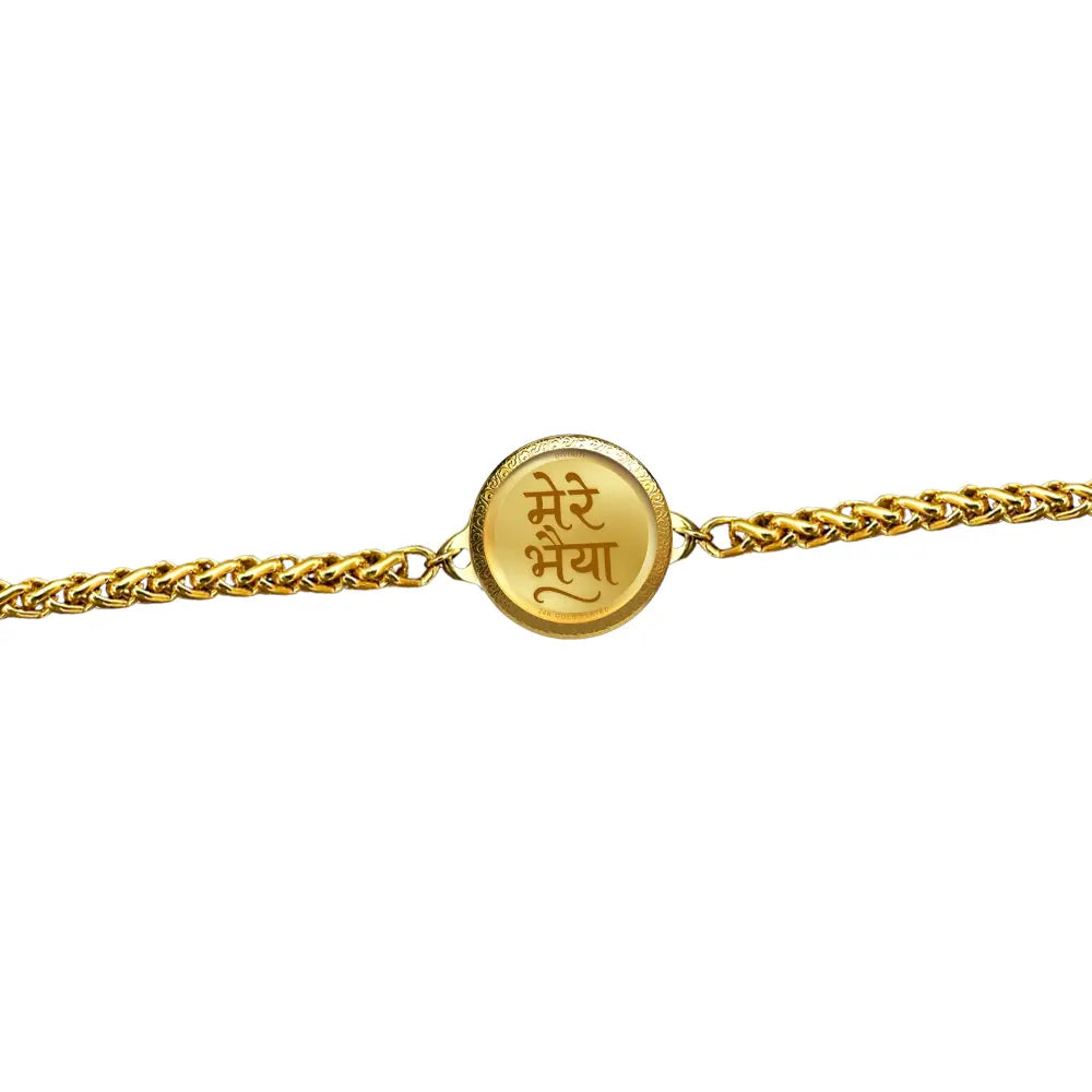 Personalized Chain Rakhi with 22MM 24K Gold Plated Foil Divine Raksha Bandhan Gift