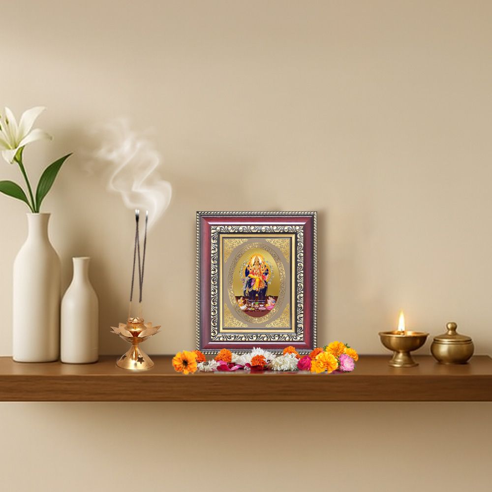 Lord Vishwakarma Divine Creator & Architect Sacred Prosperity Royal Tabletop Frame in 24K Gold Plated Foil