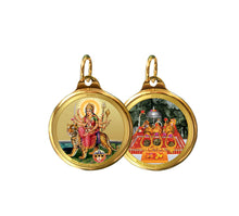 Load image into Gallery viewer, Diviniti 24K Double sided Gold Plated Pendant Durga &amp; Mata Ka Darbar |22 MM Flip Coin (1 PCS)

