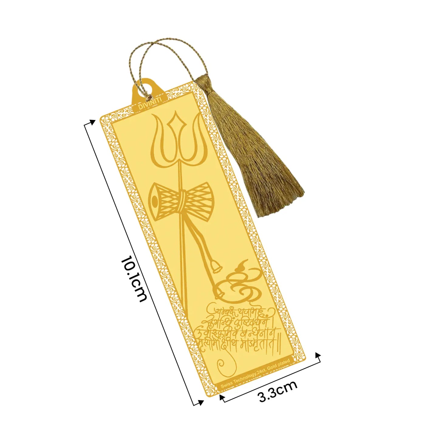 Diviniti 24K Gold Plated Bookmark with String | Design - Trishul | Size -10cm x 4cm|Luxury Gifting