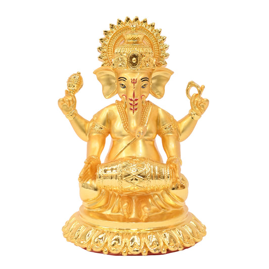 DIVINITI 24K Gold Plated Lord Ganesha Idol | Exquisite Divine Statue for Home Decor, Office Table Top, Pooja Room & Gift (15X12CM)