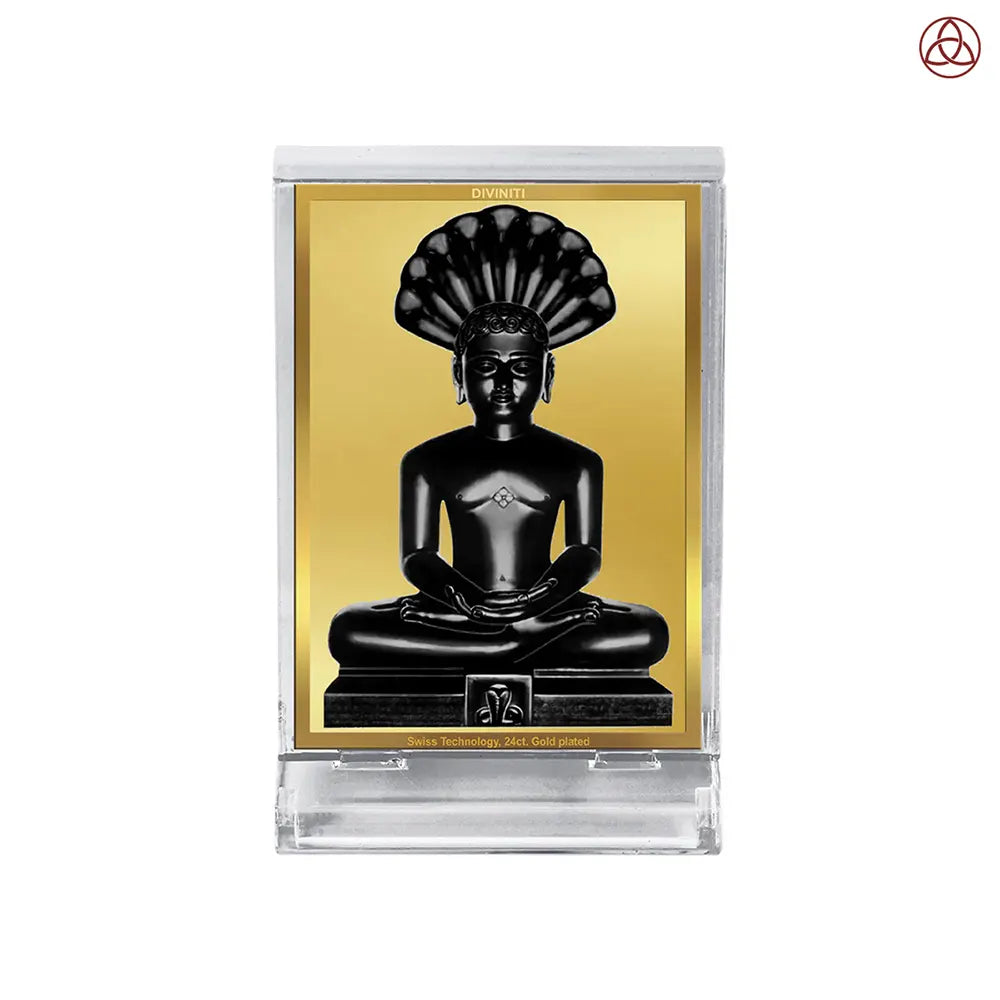 Lord Parshvanatha | 23rd Jain Tirthankara Car Dashboard Frame in 24K Gold Plated Foil