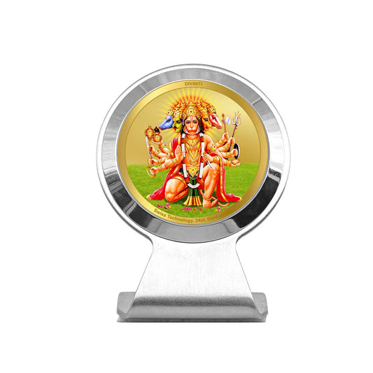 Diviniti 24K Gold Plated Panchmukhi Hanuman Frame for car dashboard or home decor, 6.2x4.5 cm.
