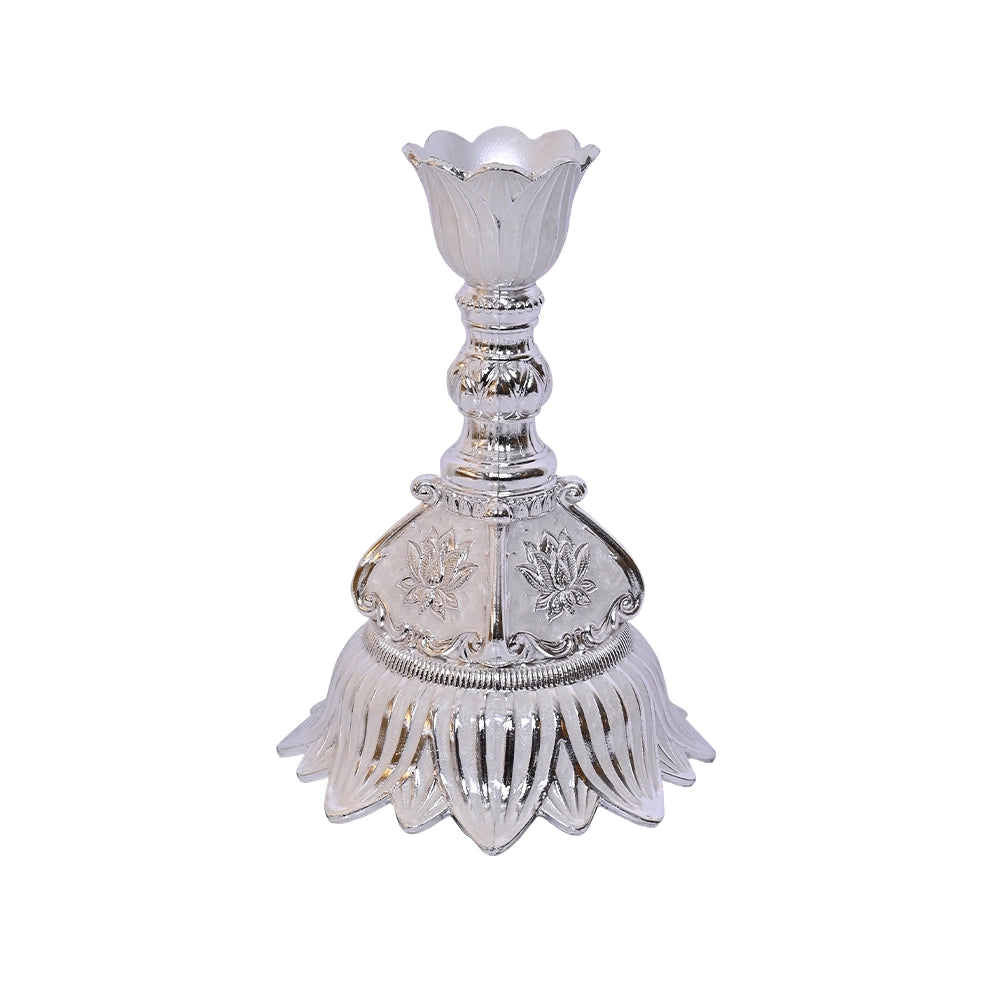 999 Silver Plated Candle Stand | Regal Finish Decorative Tabletop Piece for Décor and Gifting